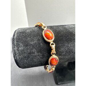 Vintage Sarah Coventry Gold-Tone Bracelet Wood Nymph Cabochons